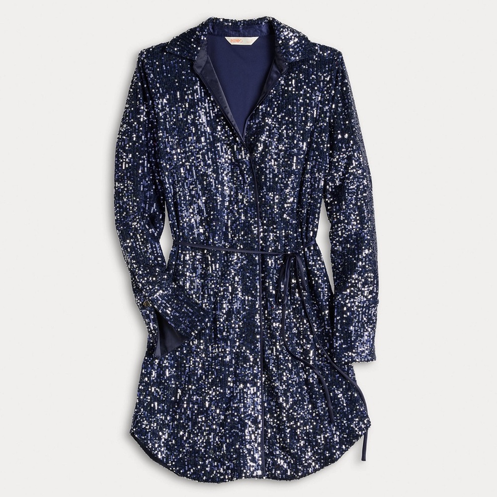 Intempo Navy Sequin Shirt Dress | NWT | XXL